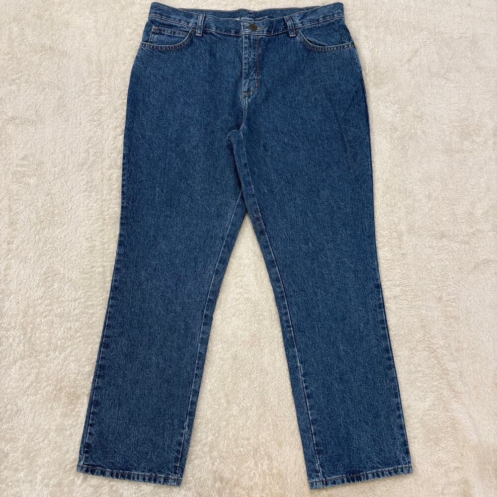 Lee Womens 12 Petite Relaxed Fit Straight Leg Jeans 100% Cotton Blue Denim